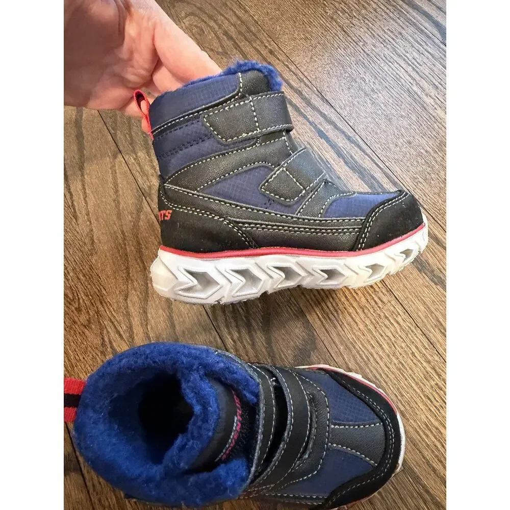 SKECHERS Boys Sz 5 S Lights Hypno-Flash 2.0 Street Breeze Boot Light Up Snowboot